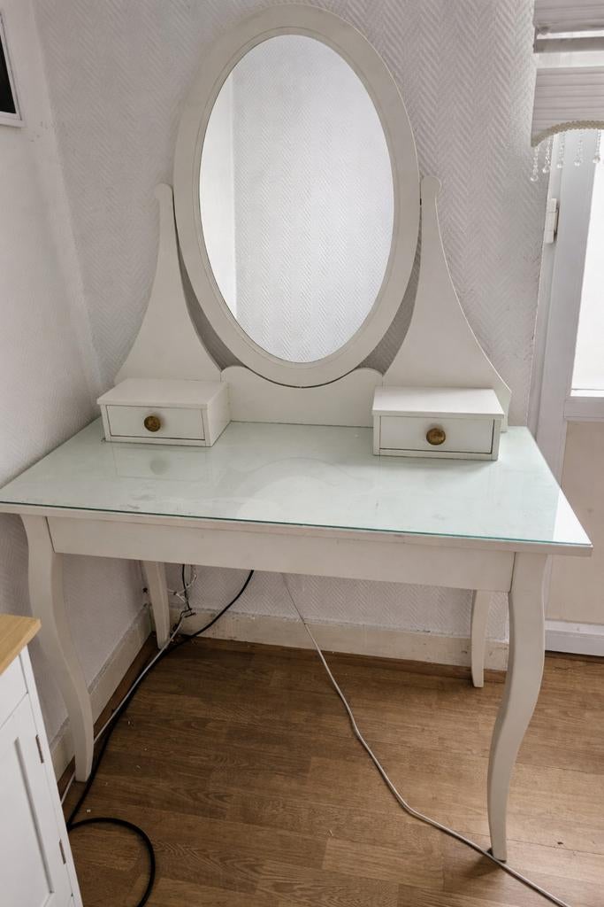IKEA HEMNES kaptafel met spiegel — wit, Ophalen, Gebruikt, Hout