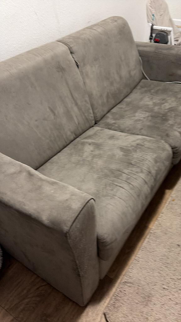 CANAPÉ CONVERTIBLE GRIS DAIM, Trois personnes, 150 cm ou plus, Enlèvement, Utilisé