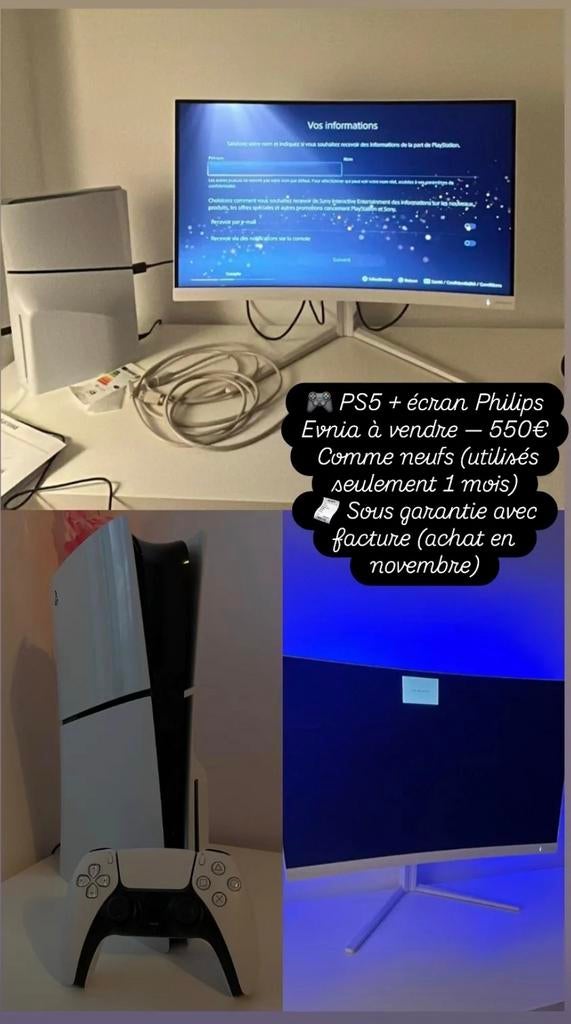 PS5 + Écran Evnia philips, Enlèvement, Neuf