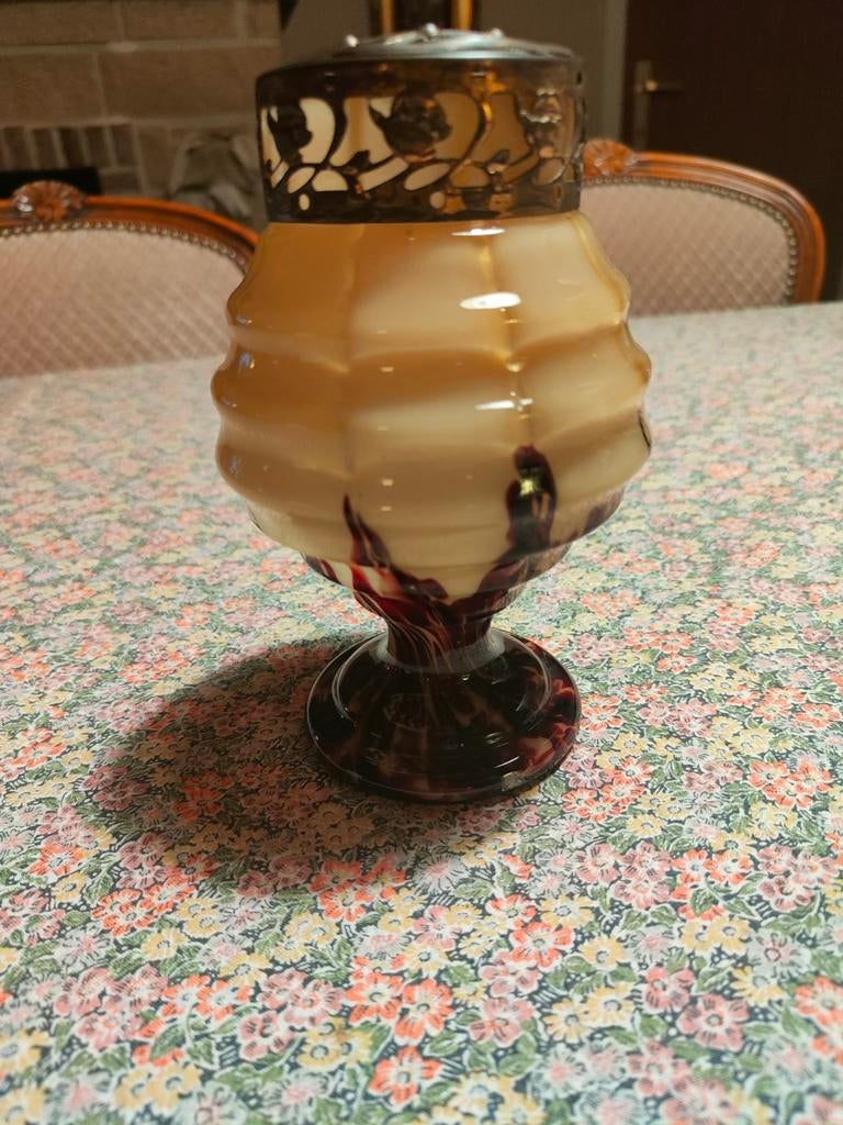 Vase Picfleur en verre marbré art déco, Antiquités & Art, Enlèvement