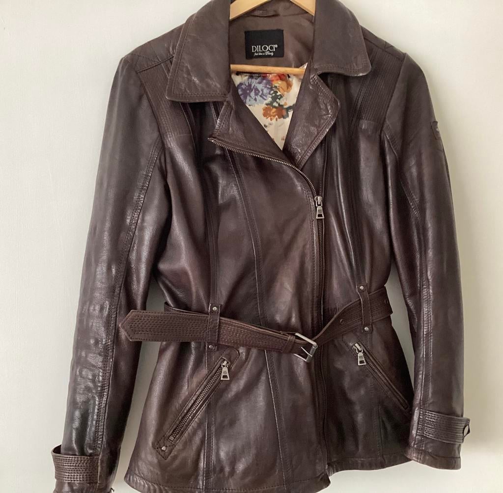 lederen Dames jas bruine, Ophalen, Zo goed als nieuw, Maat 36 (S)