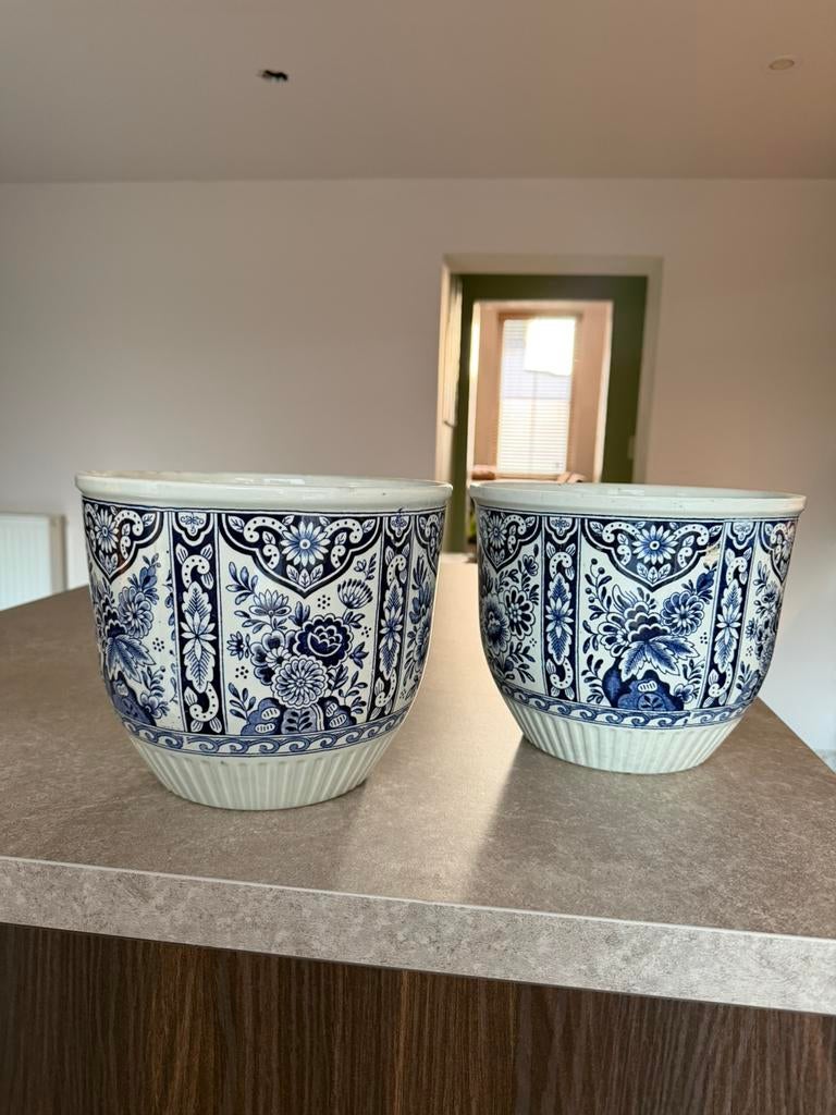 Delft blauwe bloempotten, Ophalen, Zo goed als nieuw