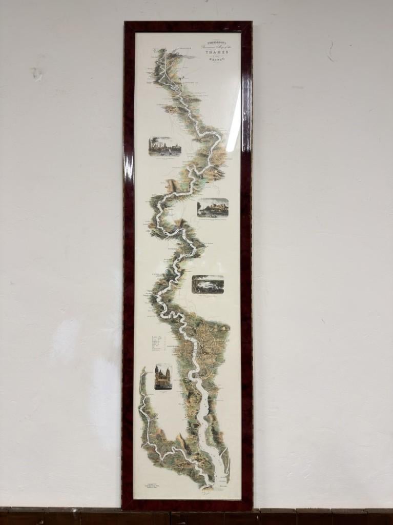 Engelse prent Thames in notenhouten lijst, Antiek en Kunst, Antiek | Kantoor en Zakelijk, Ophalen