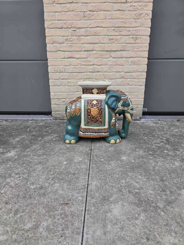 Grand éléphant en céramique - photophore et porte-encens, Enlèvement ou Envoi