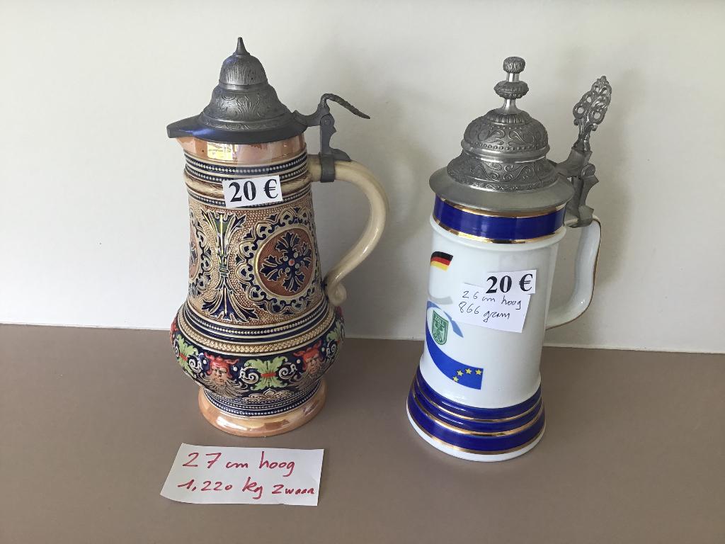 2 bocaux à bière ou à vin anciens avec couvercles à 20€, Enlèvement ou Envoi