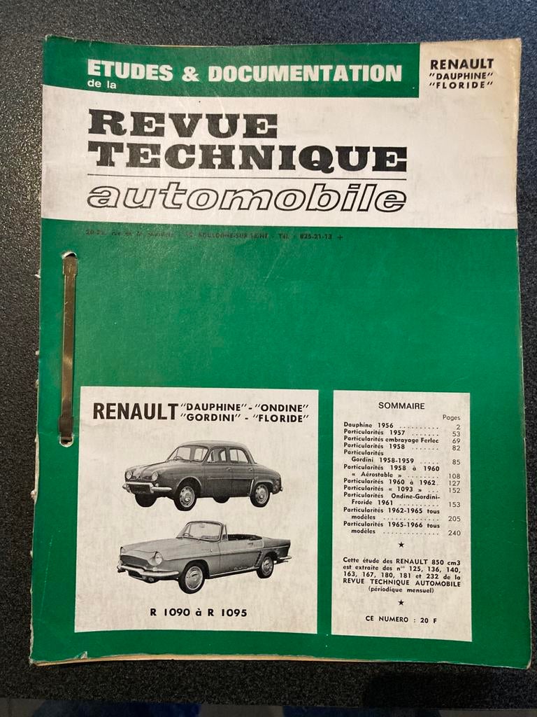Revue technique automobile Renault Dauphine /Floride, Enlèvement ou Envoi