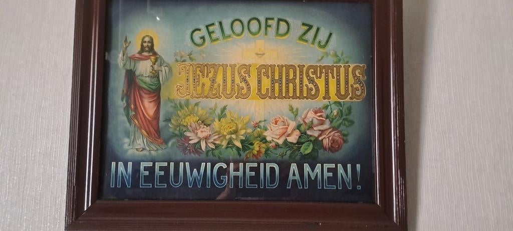 Vintage oude prent "spreuk "achter glas., Enlèvement, 1940 à 1960, Gravure