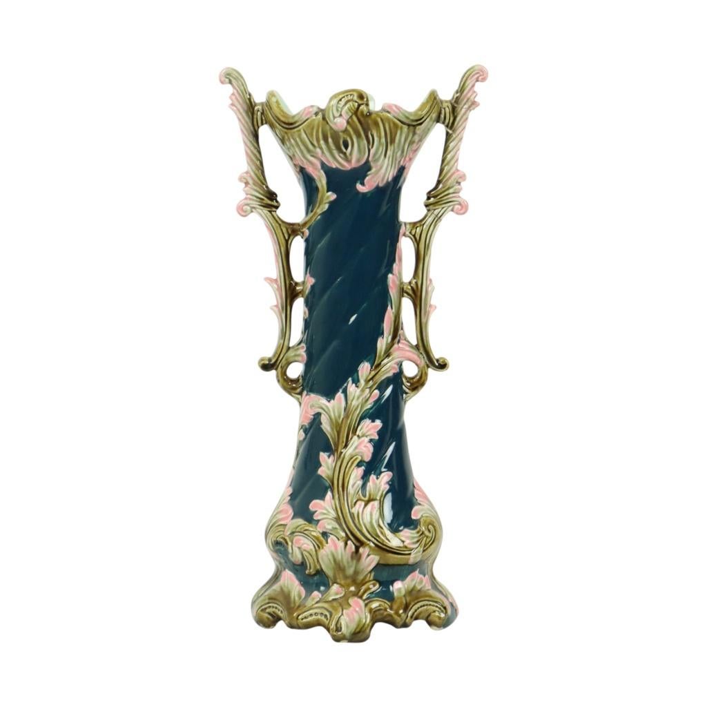Antieke Blauwe Art Nouveau Vaas Rococo Stijl 38cm, Antiek en Kunst, Antiek | Vazen, Ophalen of Verzenden