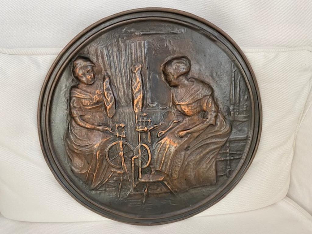 Decoratieve koperen vintage / antieke sierplaat, Ophalen of Verzenden, Koper