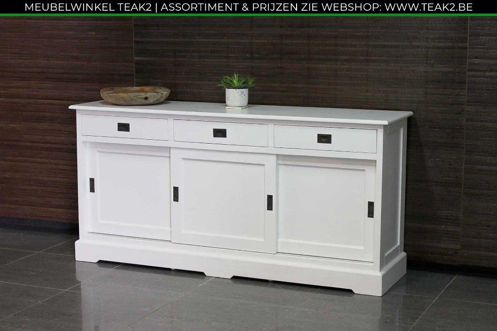 Nouveaux buffets/table d'appoint blanc/teck - buffet, Maison & Meubles, Armoires | Dressoirs, Neuf, Avec tiroir(s), Avec porte(s)