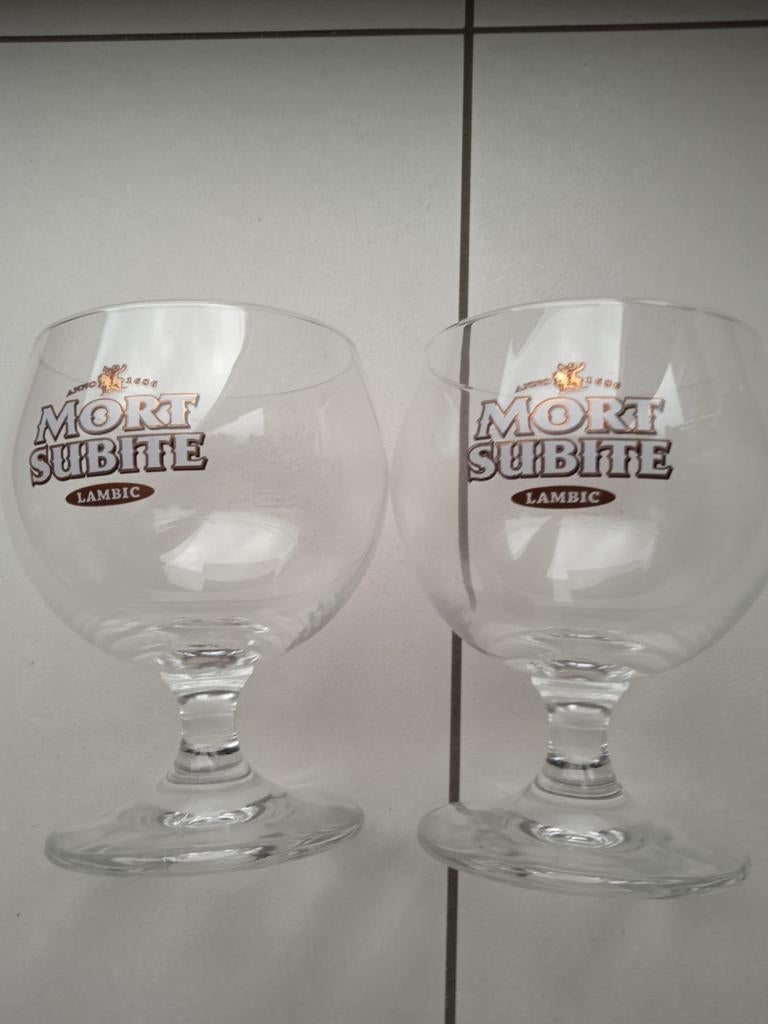 2 verres à bière Mort Subite, Lambic, Collections, Enlèvement ou Envoi, Neuf