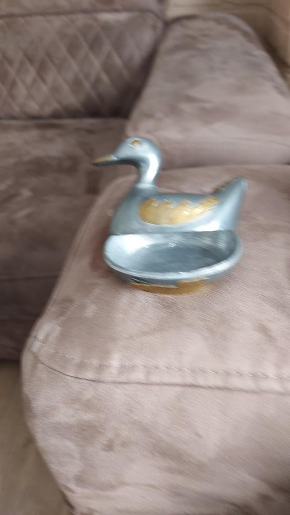 Set van 5 eendjes in tin,hout, porselein., Antiek en Kunst, Ophalen