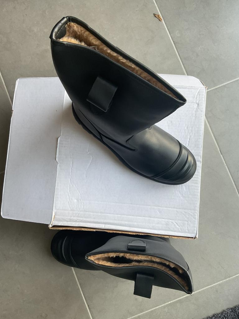 Korte lederen werklaars met pels., Ophalen, Zo goed als nieuw