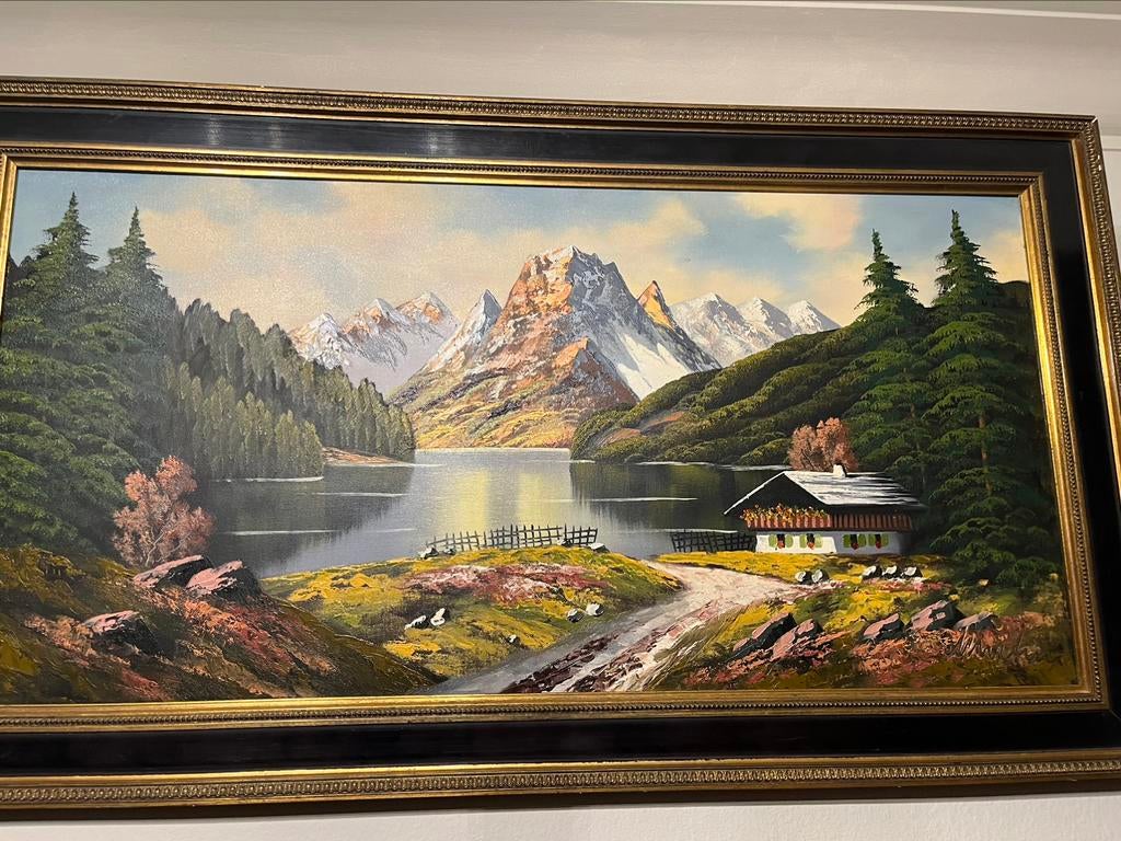 Groot gesigneerd schilderij, Ophalen of Verzenden