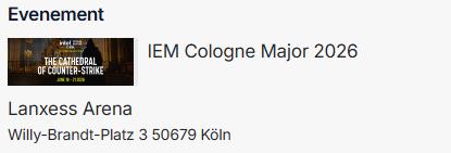 4-Day LOWER - IEM Cologne Major 2026, Eén persoon, Meerdaags