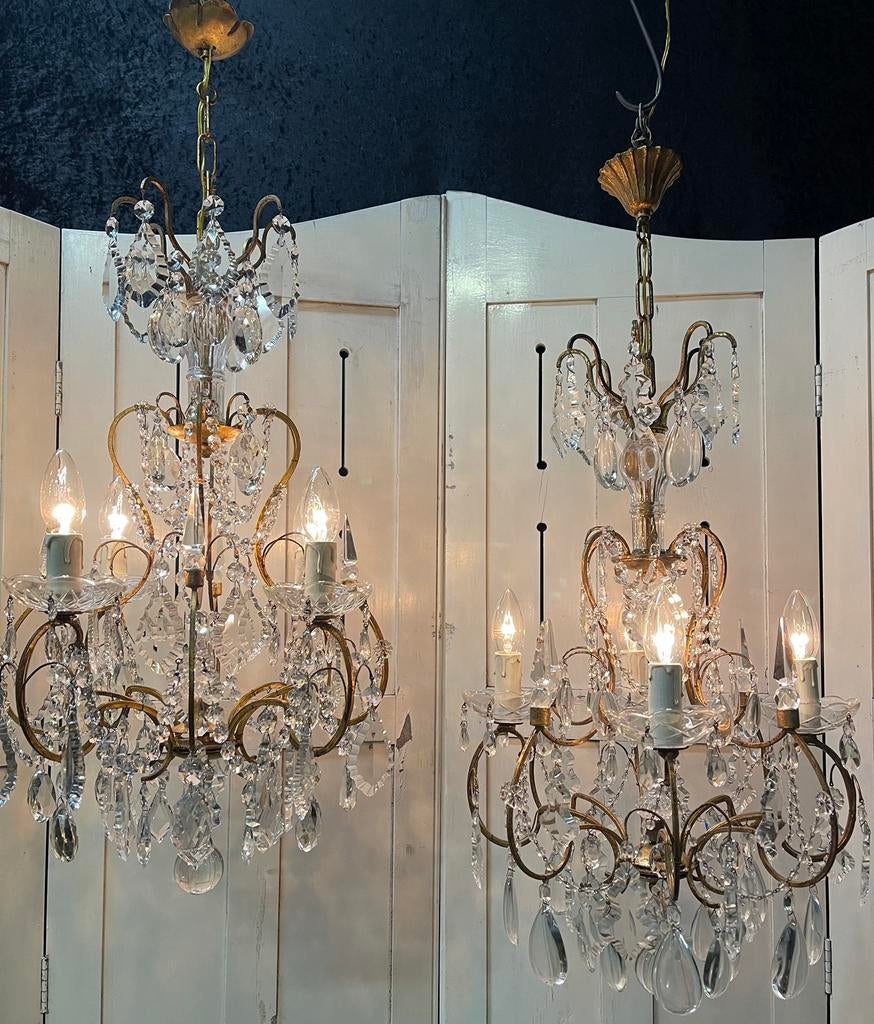 2 bij elkaar PASSENDE Frans/Italiaanse Kroonluchters, Ophalen of Verzenden