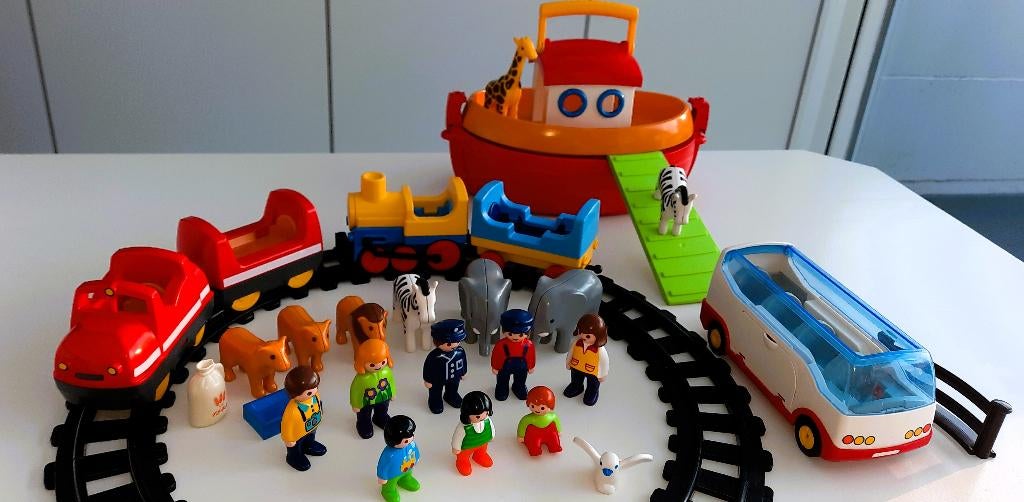 Playmobil 1 2 3 trein autobus ark van Noah, Kinderen en Baby's, Speelgoed | Playmobil, Ophalen of Verzenden, Zo goed als nieuw