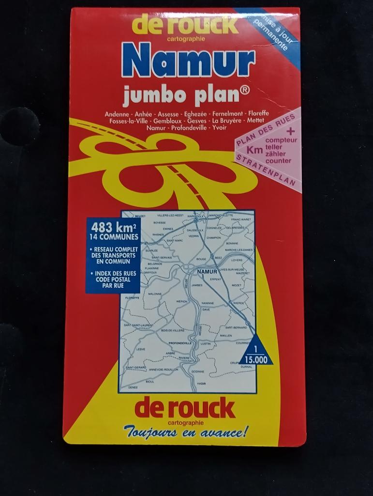 De Rouck cartografie Namur jumbo plan 1995 vintage, Boeken, Atlassen en Landkaarten, Overige typen, 1800 tot 2000, België, Ophalen
