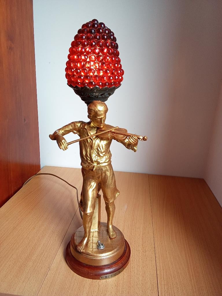 lampe vintage, Moins de 50 cm, Verre, Utilisé, Enlèvement ou Envoi