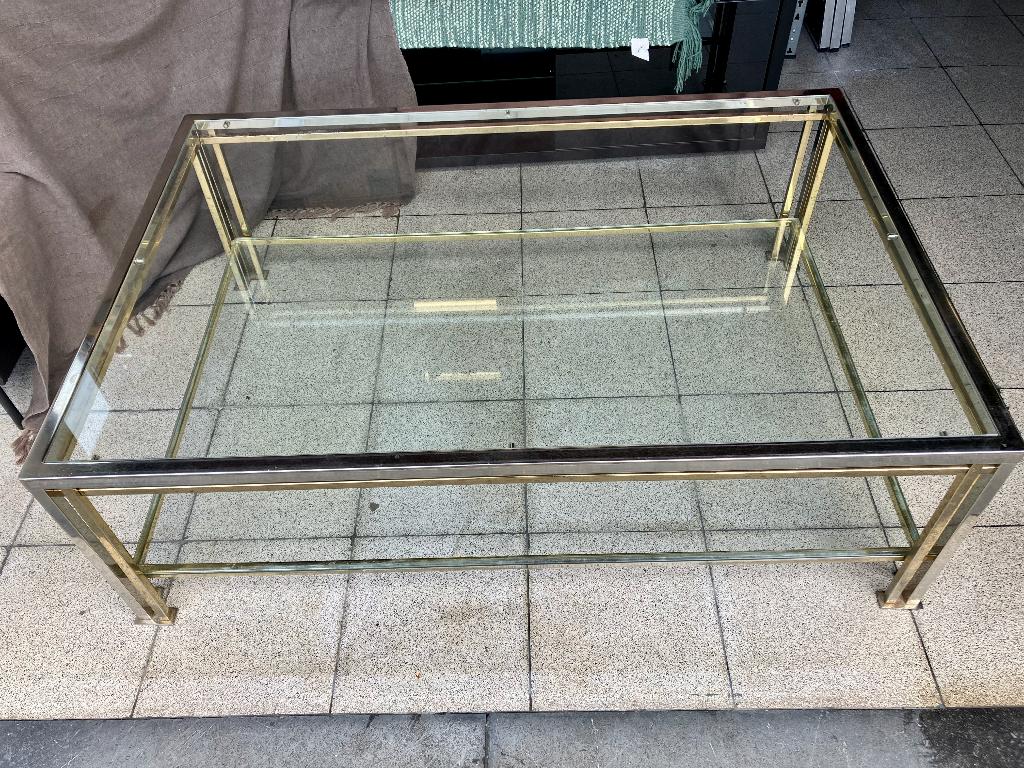 Glazen salontafel Belgo Chrom, Huis en Inrichting, Ophalen, Gebruikt, 100 tot 150 cm, 50 tot 100 cm