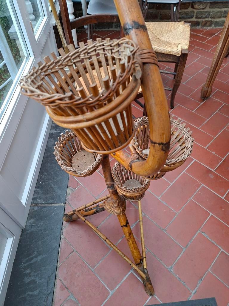 Porte plante cobra rotin vintage, Antiek en Kunst, Ophalen