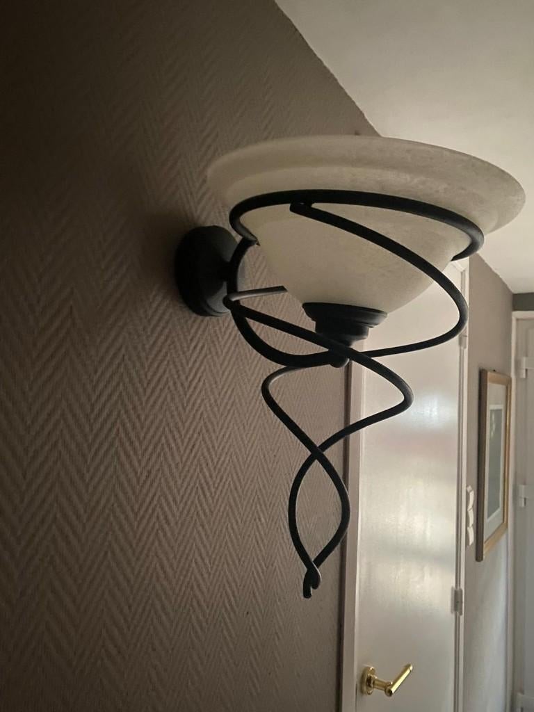 2 Lampes murales, Maison & Meubles, Enlèvement, Comme neuf, Verre, Métal + vasque