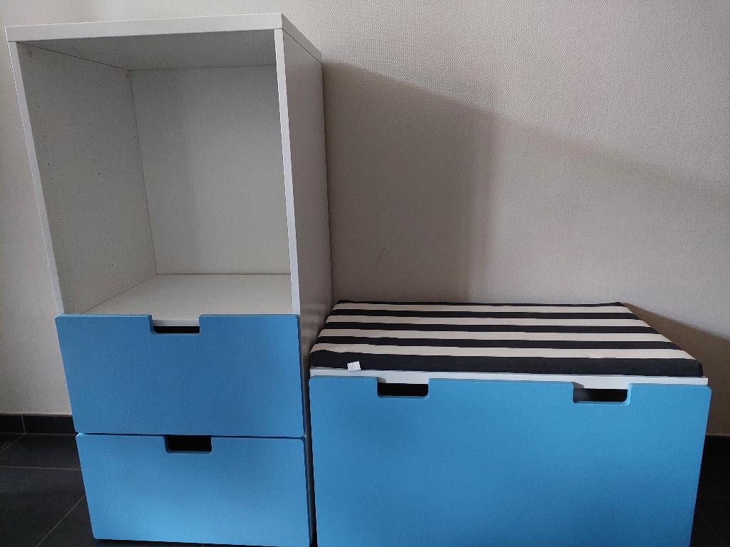 3 Stuva kasten Ikea wit blauw, Ophalen, 50 tot 70 cm, 105 cm of meer, Zo goed als nieuw