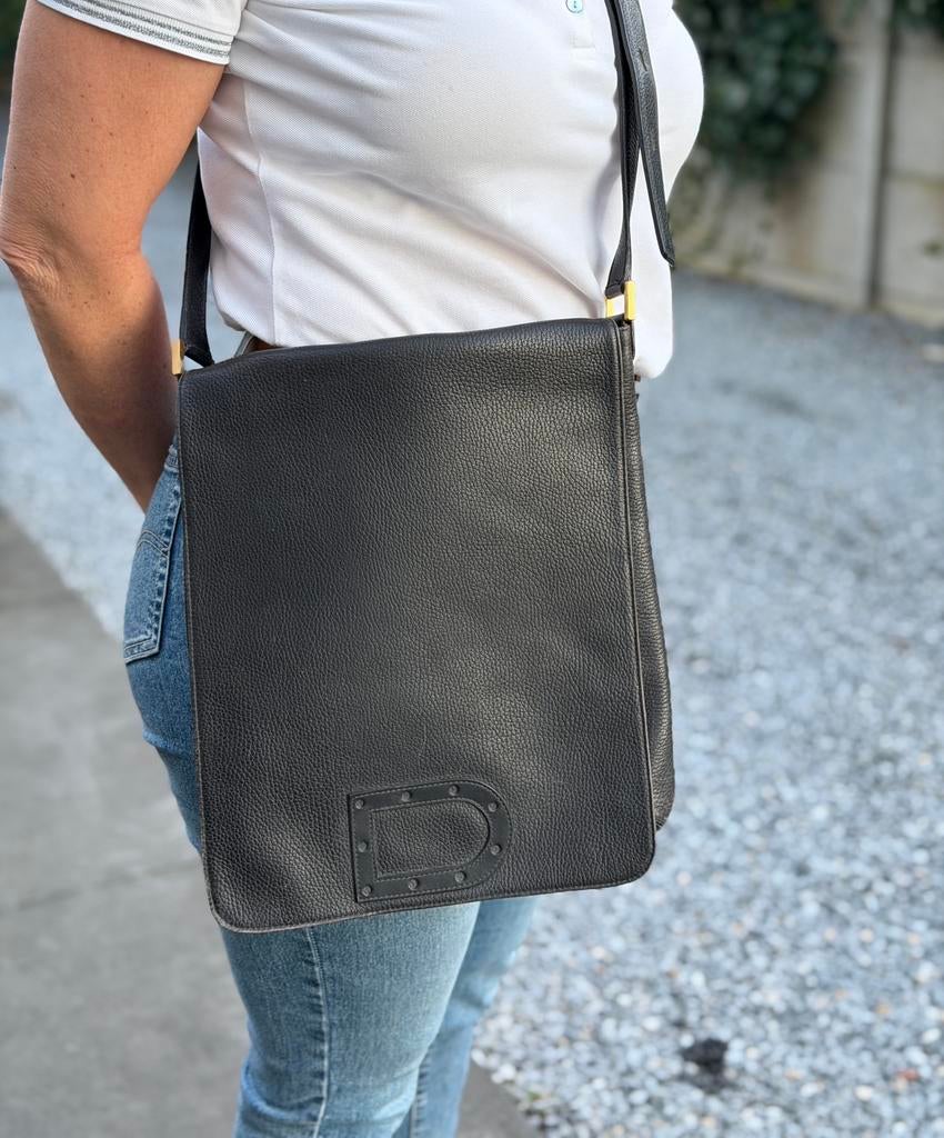 Handtas Delvaux Louise Baudrie PM in zwart jumping calf, Ophalen of Verzenden, Zo goed als nieuw, Zwart