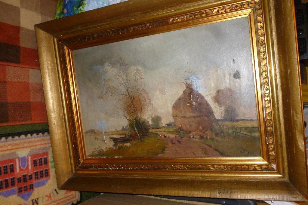 tableau peint à l'huile avec cadre fait main 102x77, Enlèvement