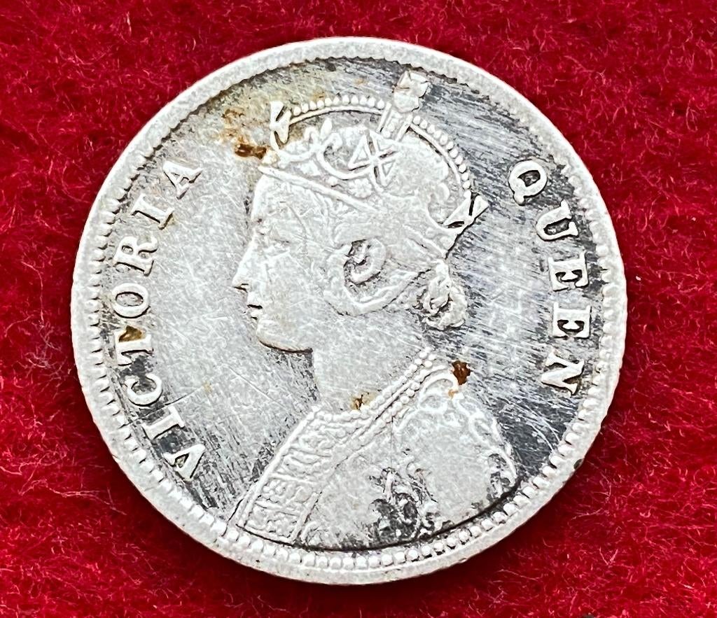 Pièce Rare - Argent Inde 1/4 Rupee 1862, Enlèvement ou Envoi, Argent