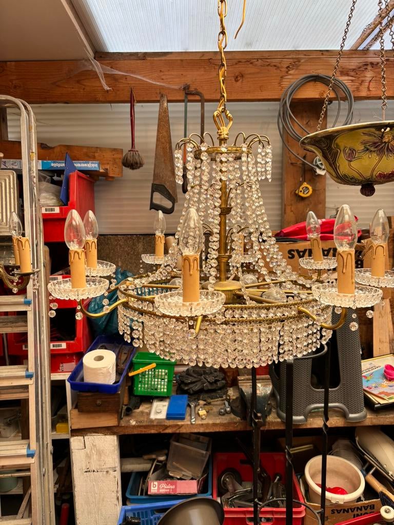 4 kristallen lusters, Huis en Inrichting, Lampen | Kroonluchters, Ophalen, Zo goed als nieuw