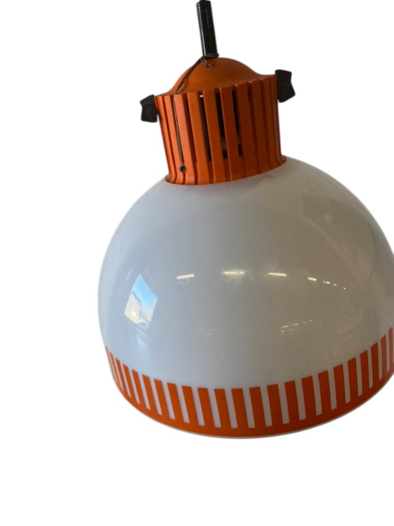 vintage oranje space age hanglamp / luster, Ophalen, Gebruikt, Kunststof
