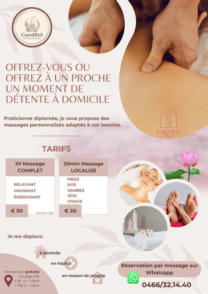 Massage relaxant/drainant pro à domicile (ladies only), Divers, Enlèvement ou Envoi, Neuf