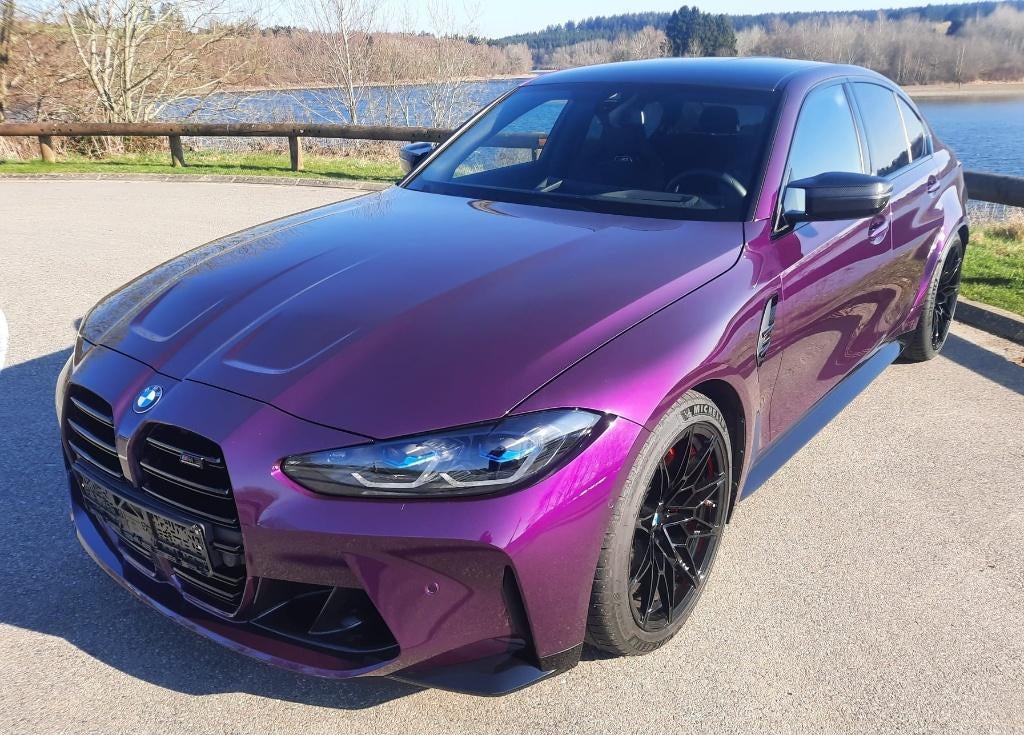 BMW M3 Competition Twilight purple metallic carbon kuipstoel, Automaat, Achterwielaandrijving, 375 kW, 223 g/km