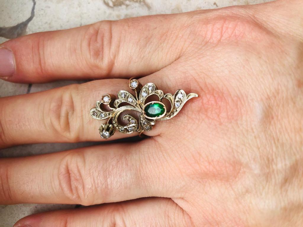 Bague en or 14 carats - zircone et saphir, Bijoux, Sacs & Beauté, Bagues, 18 à 19, Or, Comme neuf, Enlèvement