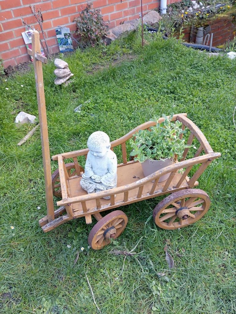 Ancien chariot en bois pour enfant – vintage authentique déc, Antiquités & Art, Enlèvement