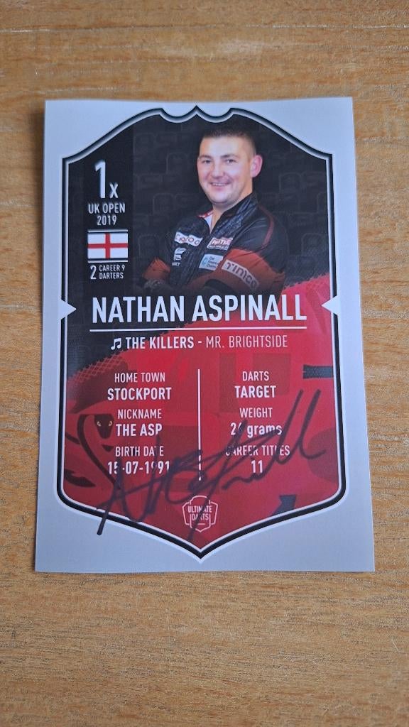 Foto Nathan Aspinall met handtekening (print) #2 Darts, Sport en Fitness, Darts, Verzenden, Nieuw, Overige typen