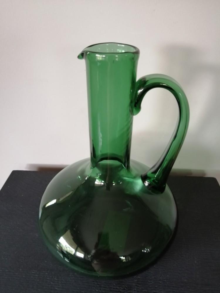 Pichet à vin vintage en verre vert des années 1970, Collections, Verres & Petits Verres, Enlèvement ou Envoi