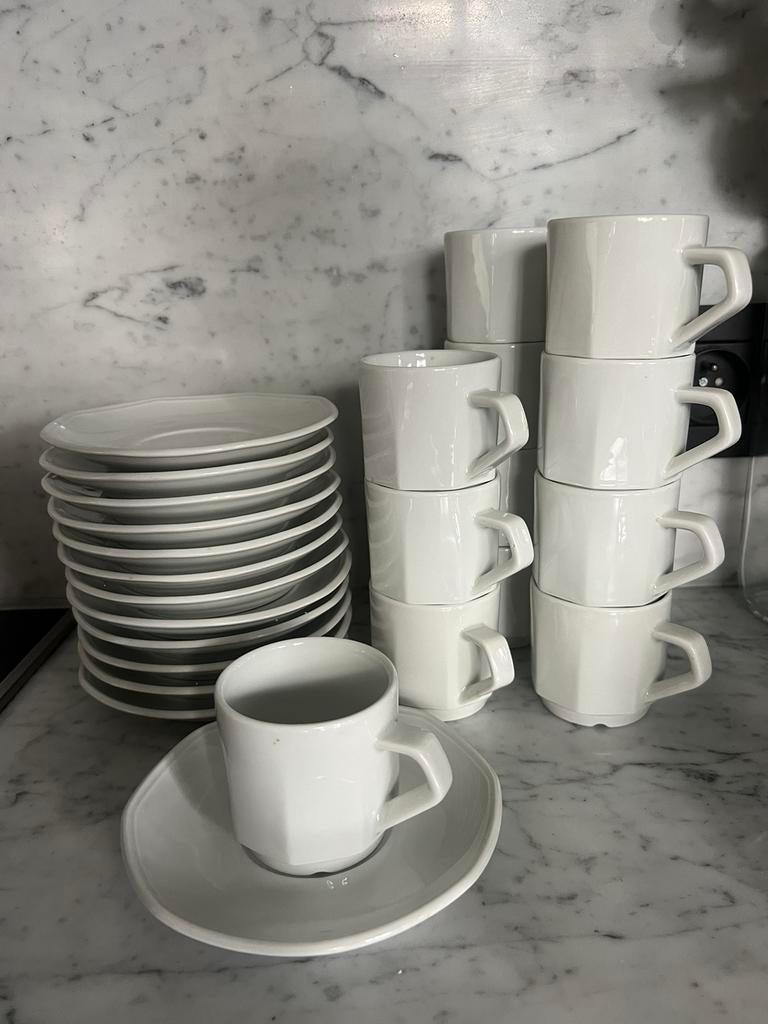 Koffieservies - mokkaservies Apilco Porselein 25 delig, Maison & Meubles, Cuisine | Vaisselle, Enlèvement, Porcelaine