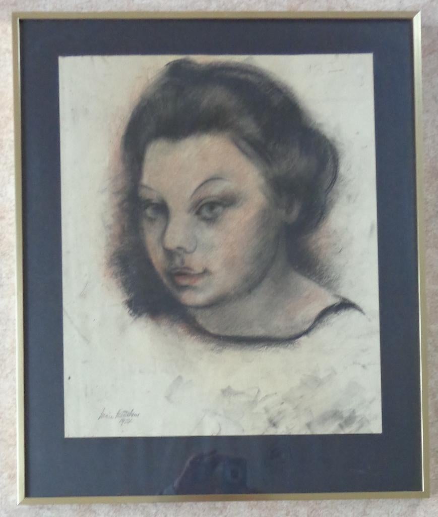 MARC MENDELSON / TCHEKA DAMESPORTRET ORIGINEEL WERK 60x50cm, Enlèvement ou Envoi