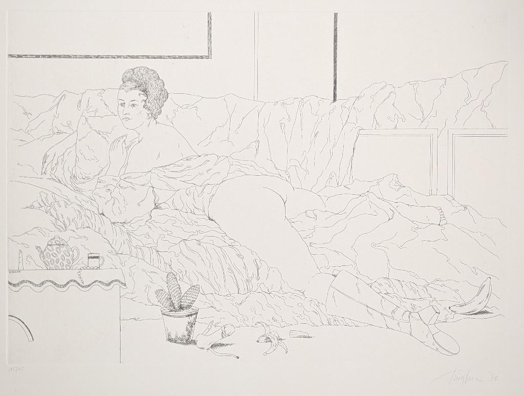 Luc Piron - erotische ets - naakte vrouw - kleine oplage, Antiek en Kunst, Kunst | Etsen en Gravures, Ophalen of Verzenden