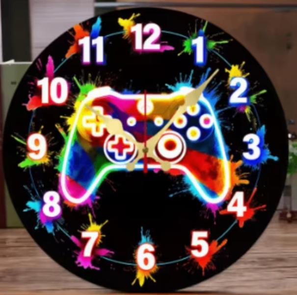 Ronde wandklok van hout Game Controller (25cm), Ophalen of Verzenden, Nieuw, Wandklok