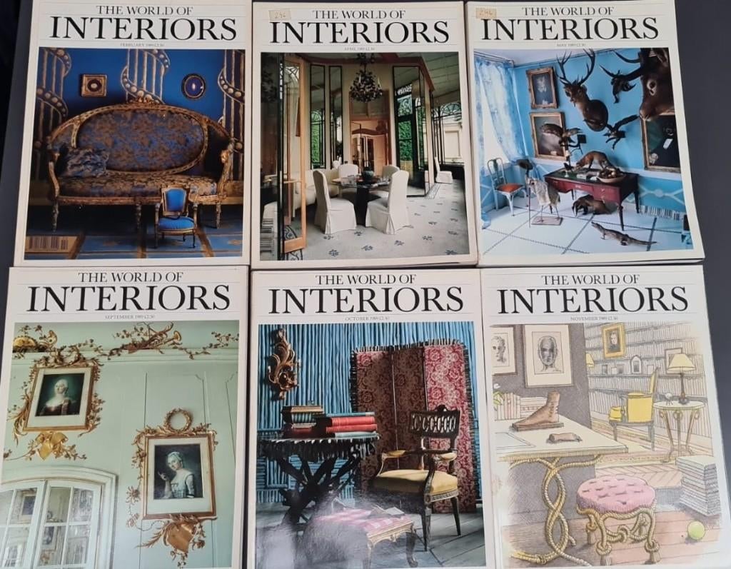 Vintage maandblad The world of interiors, 1989, 6 stuks, Ophalen of Verzenden, Gelezen, Architectuur algemeen