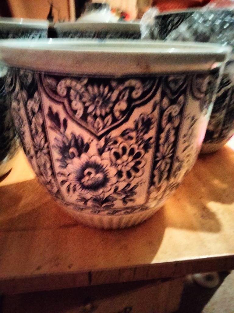 3bloempotten Delfts blauw, kan /st, Ophalen of Verzenden, Zo goed als nieuw