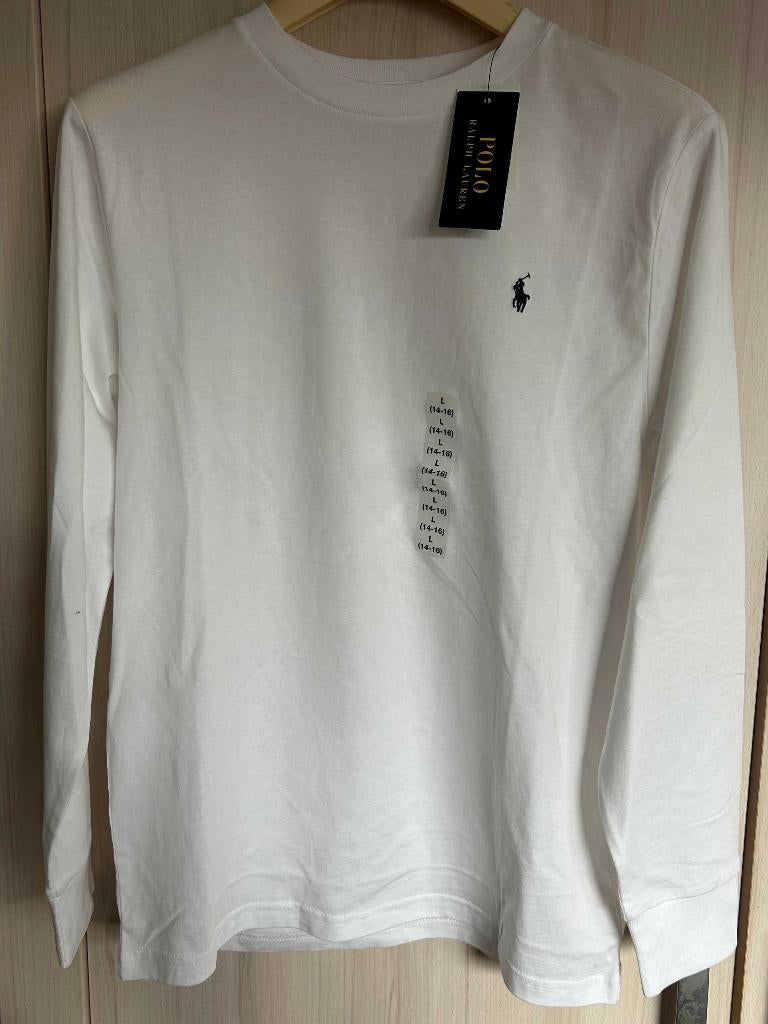 T-shirt lange mouwen - wit - Ralph Lauren, Neuf, Garçon, Autres types, Enlèvement