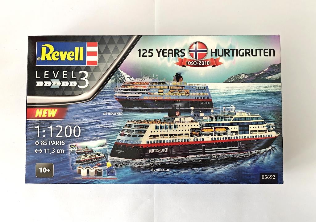Revell 05692 125 Année / Years Hurtigruten 1893-2018 1:1200, Hobby & Loisirs créatifs, Modélisme | Bateaux & Navires, Enlèvement ou Envoi