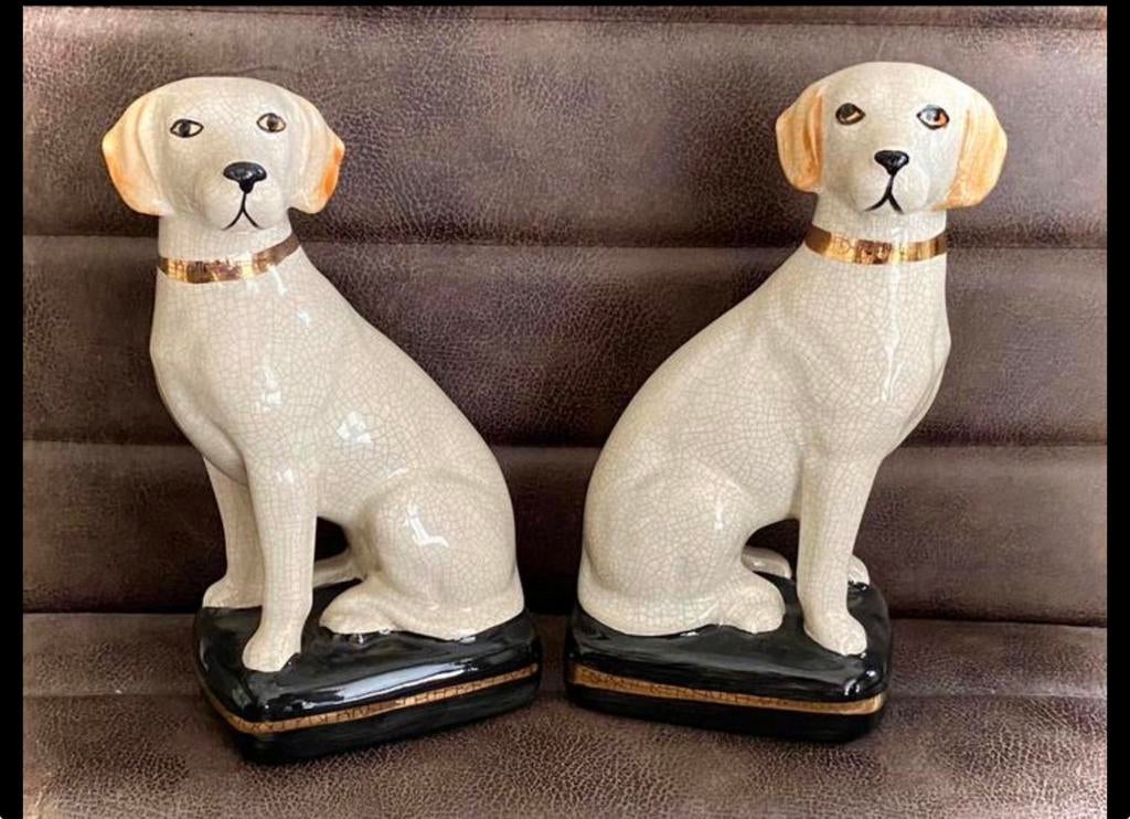 SET 2 honden beeldjes Craquelé, Verzamelen, Ophalen, Zo goed als nieuw