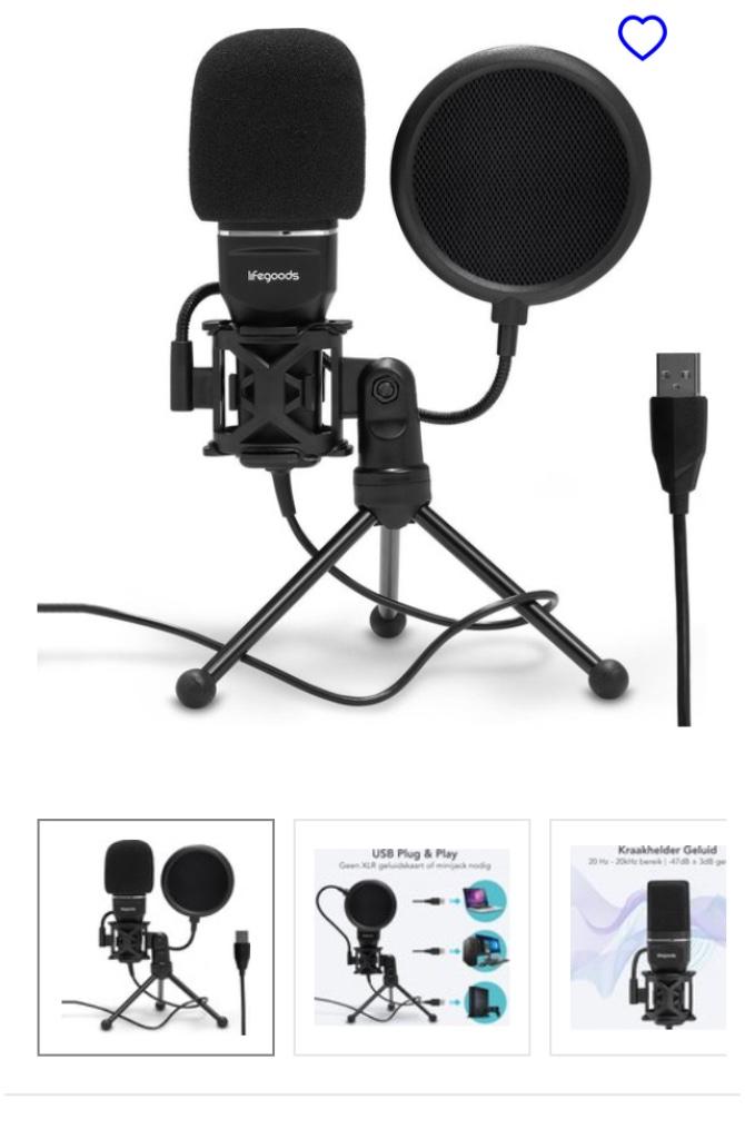 Microfoon Lifegoods USB podcast, PC, gaming, Ophalen of Verzenden, Nieuw