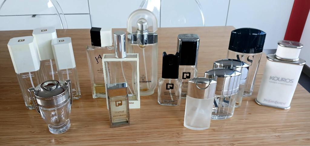 Collection de parfums 15 bouteilles Pacôme Rabane, Collections, Enlèvement ou Envoi, Utilisé, Bouteille de parfum