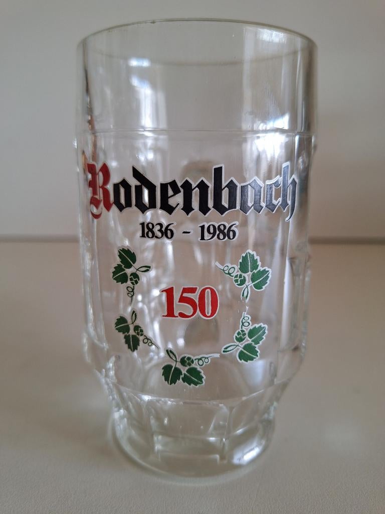 Oude glazen 0,25 cl bierpot brouwerij Rodenbach Roeselare, Verzamelen, Ophalen of Verzenden